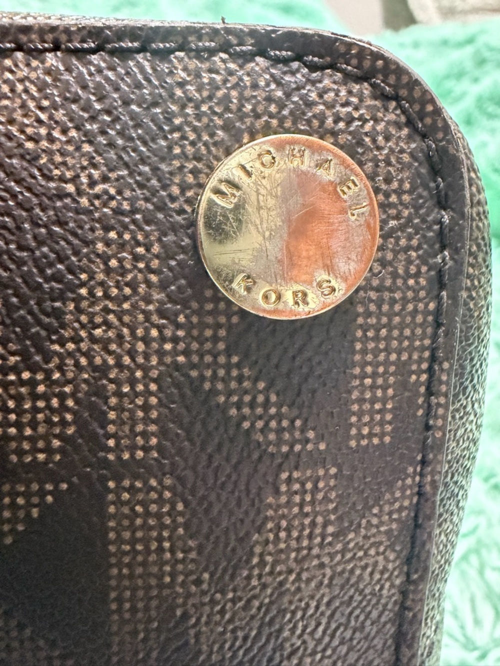 Michael Kors Brown & Tan MK Logo Tote - Picture 6 of 10